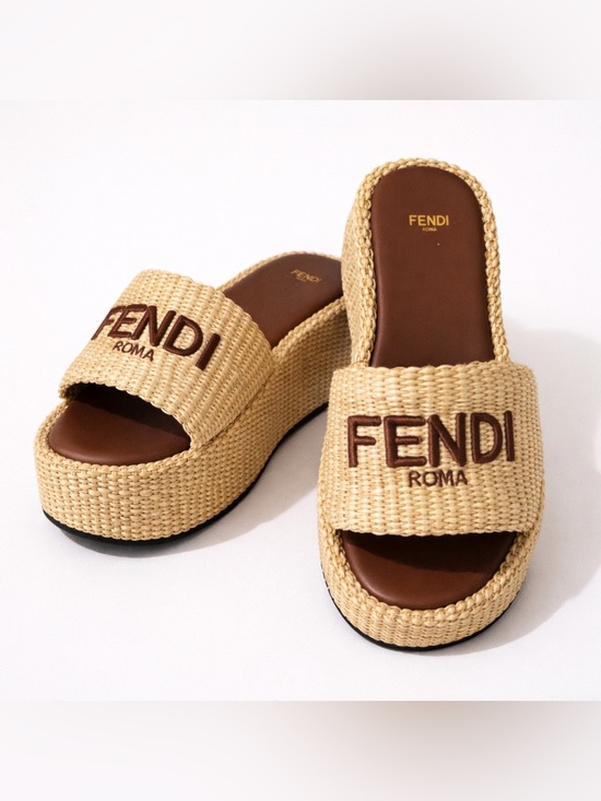 Fendi Shoes - Fendi platform sandals with embroidered logo strap Size: EU 41 / US 11